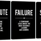 Framed Canvas Wall Art Success Quote, Office Wall Art, Black Large Poster, Positive Motivational Set of 3 Prints, Execute Failure Definition, Inspirational Print (A-3pcs,24x36inchx3pcs)