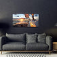 Yacht Sailing in Sea at Sunset Scenery Canvas Wall Art for Living Room Bathroom,Close-up View of Deck Mast Sails Picture Print Artwork Painting Decor,Epic Seascape Scenic Landscape,Inner Frame 20x40