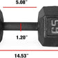 WF Athletic Supply Cast Iron Solid Hexagon Gray/Black Dumbbells, Strength Training Free Weights Set of 2 for Women and Men, Hand Weights Sold by Pairs, Multi-Select Size Options Available