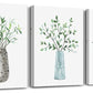 AHUASJART Canvas Wall Art - Paintings for Kitchen, Dining Room, Family Wall Decor - Green Leaf Vase, 3 Piece