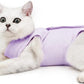 DOTON Cat Recovery Suit for Male and Female Surgical Post Surgery Soft Cone Onesie Shirt Clothes Neuter Licking Protective Diapers Outfit Cover Kitten Spay Collar(L, Purple)