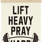Gym Motivational Posters Funny College Dorm Posters Gifts for Guys Girls Friends Lift Heavy Pray Hard Gym Flag Wall Art Decor Sign for Home Gym Bedroom Office