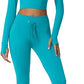 QINSEN Workout Sets for Women 2 Piece Seamless Long Sleeve Crop Tops Ribbed High Waist Leggings