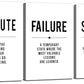 Inspirational Print - Framed Canvas Wall Art Success Quote, Office Wall Art, gift for boss, Positive Motivational Prints, Execute Failure Success Poster (D-3pcs,12x16inchx3pcs)