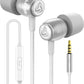 LUDOS Clamor Wired Earbuds in-Ear Headphones, 5 Years Warranty, Earphones with Microphone, Noise Isolating Ear Buds, Memory Foam for iPhone, Samsung, School Students, Kids, Women, Small Ears - White