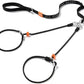 Howgo Double Slip Leash Slip Lead with Two Handles| Dual Dog Slip Lead for 2 Dogs,360° Swivel No Tangle | Dog Training Collar | Double Clip Leash Coupler and Splitter (Black, 6FT)