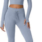 QINSEN Workout Sets for Women 2 Piece Seamless Long Sleeve Crop Tops Ribbed High Waist Leggings