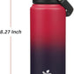 Insulated Water Bottle with Straw Lid,24 oz Stainless Steel Vacuum Metal Bottle with Silicone Handle,Rosy Red