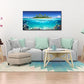 Tropical Island Coral Reef Landscape Canvas Wall Art for Living Room,Unique View Split Waterline Scenery,Beautiful Nature Summer Travel Scenic Picture Print Artwork Painting Decor,Inner Frame 24x48