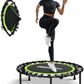 ONETWOFIT Foldable Rebounder Trampoline for Adults, 40/42/45” Mini Fitness Trampoline W/Adjustable Foam Handle Bungees, Quiet Exercise Trampoline for Personal Indoor Workout