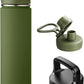 24oz Insulated Water Bottle with Straw, Stainless Steel Metal Vacuum Water Flask, Large Thermal Water bottle with Leakproof 3 Lids for Travel, Camping, Gym Sports Armygreen