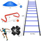 Speed & Agility Ladder Training Equipment Set, Includes 12 Rung 20ft Agility Ladder, 4 Agility Hurdles,12 Disc Cones, 1 Resistance Parachute for Training Football Soccer Basketball Athletes