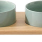 Ceramic Elevated Cat Food and Water Bowl, Kitty Bowl, Raised Cat Dish, Pet Feeder (5.1 in, 2 x Light Green + Stand)
