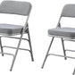 BOOSDEN Padded Folding Chair 2 Pack, Foldable Chair with Fabic Thick Cushion, Heavy Duty Metal Folding Chair for Outdoor & Indoor & Dining & Party, Grey
