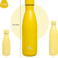 Insulated Water Bottles,17 oz Double Wall Stainless Steel Vacumm Metal Flask for Sports Travel,Yellow