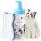 Mooncat Waterless Shampoo & Brush Kit for Longhair Cats | Complete Grooming System for Detangling, Deshedding & Matted Fur | Licking Safe No-Rinse Foam with Gentle Silicone Massager - Made in Taiwan
