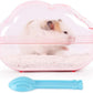 BUCATSTATE Hamster Sand Bath Kit Hamster Sand Bath Container Large Transparent Toilet with Scoop Set Dwarf Hamster Accessory for Small Animals(Pink, Large)