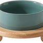 Ceramic Elevated Cat Food and Water Bowl, Kitty Bowl, Raised Cat Dish, Pet Feeder (5.1 in,1 x Dark Green + Stand)
