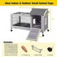 Aivituvin Wooden Rabbit Hutch with Removable Wire Floor Grid, Bunny Cage with Deeper Leakproof Tray 4 Wheels Include