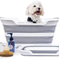 CYGNE Dog Bath Tub with Water Drain Plug, Collapsible Bathtub for Dog Washing and Grooming, Portable Foldable Space Saving Design for Pet Puppy Small Dogs Cats, BPA Free, Gray