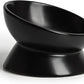 YINGFAN Elevated Cat Bowls, 5oz Ceramic Raised Cat Bowl for Cats/Kittens with Tilted Design, Porcelain Cats Feeding Dishes for Food/Water, Anti Vomit, Microwave & Dishwasher Safe (Black)