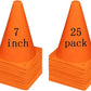 Soccer Cones (7 Inch 25 Pack), Agility Training Sports Cone Plastic with Carry Bag for Kids Football Basketball Drills Field Markers,