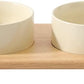 Ceramic Elevated Cat Food and Water Bowl, Kitty Bowl, Raised Cat Dish, Pet Feeder (5.1 in, 2 x Beige + Stand)