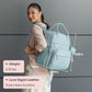 BabbleRoo Leather Diaper Bag Backpack - Baby Essentials Travel Baby Bag, Multi function, Waterproof, with Changing Pad, Stroller Straps & Pacifier Case – Unisex, Powder Blue