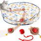 Interactive Cat Toys Ball - 2pcs Automatic Fast Rolling Ball in Play Mat, Hide and Seek Mouse Catching Game, Low-Noise Cat Enrichment Toys in Pouch for Indoor Bored Cats(Heart Patterns - Round)