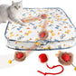 Interactive Cat Toys Ball - 2pcs Automatic Fast Rolling Ball in Play Mat, Hide and Seek Mouse Catching Game, Low-Noise Cat Enrichment Toys in Pouch for Indoor Bored Cats(Heart Pattern-Square)
