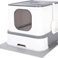RIZZARI Cat Litter Box Stainless Steel Top-Entry : Leak-Proof Enclosed Design Reduces Odor, for Indoor Cats & Owners (Dark Gray)