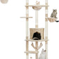 PEQULTI Floor to Ceiling Cat Tree 92.9’’-101.6’’ Height Adjustable Cat Tower Tall Kitty Climbing Play House with Scratching Posts, Cozy Condo, Perches and Large Hammock for Indoor Cats Beige