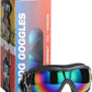 NVTED Dog Sunglasses Dog Goggles, UV Wind Dust Fog Protection Pet Glasses Eye Wear with Adjustable Strap for Medium or Large Size (Laser)