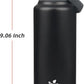 Insulated Water Bottle with Straw Lid,32 oz Stainless Steel Vacuum Metal Bottle with Silicone Handle,Black