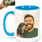 Personalized Coffee Mug, Custom Drawing Portrait Gift, Funny Customized Coffee Gift for Men & Women, Custom Mugs with Pictures, Light Blue 15oz Father's Day Mug