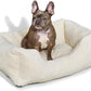 FUZI Luxury Aesthetic Dog Bed for Small Dogs with Washable Cover, Pet Couch, Pet Bed with Sides, Non-Slip Bottom, Soft and Durable Calming Dog Bed, Faux Rabbit Fur, Small 25.1x16.75x9.5 Soft White