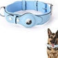 AirTag Dog Collar Soft Leather Webbing Dog Collar for AirTag Provides Double Protection for Small Medium and Large Dogs(Blue,L)