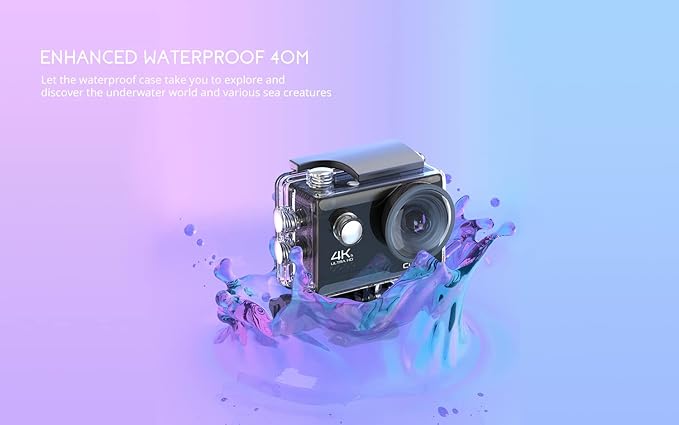 COOAU 4K 20MP Wi-Fi Action Camera External Microphone Remote Control Underwater 40M Waterproof Sport Camera Time Lapse with 2X1200mAh Batteries and 20 Accessories