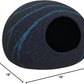 MEOWFIA Cat Cave – Premium Felt Cat Bed for Indoor Cats, Handmade 100% Merino Wool (Large, Black Aqua)