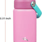 Insulated Water Bottle with Straw Lid,12 oz Stainless Steel Vacuum Metal Bottle with Silicone Handle,Rose Pink