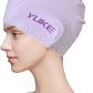 Silicone Swim Cap for Long Hair Adults Women Men, Waterproof Stretchy Swimming Caps, Durable Tear Resistant Bathing Cap