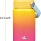 Insulated Water Bottle with Straw Lid,12 oz Stainless Steel Vacuum Metal Bottle with Silicone Handle,Rainbow