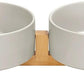 SPUNKYJUNKY Ceramic Dog and Cat Bowl Set with Wooden Stand, Modern Cute Weighted Food Water Bowl Set for Medium to Large Size Dogs (42 OZ, 2 × Grey)