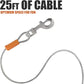 BV Dog Tie Out Cable 25 Feet - Heavy Duty Dog Lead Up to 90 Pounds - Reflective & Rust-Free with Quick Release Swivel Clips & 360° Rotating Clasp - Tangle-Free Dogs Runner for Yard (Silver, Pair)