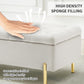 45.6 Inch Velvet Storage Bench Upholstered Tufted Settee Ottoman Bench with Storage, Bed End Bench with Soft Close Lid, for Bedroom, Living Room, Entryway, Rectangular Accent Bench, Beige