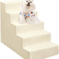 Dog Stairs for Small Dogs,22" H,5-Step Dog Steps for High Bed Couch and Sofa,Pet Stairs for Dogs and Cats Climbing with Non-Slip Bottom and Washable Cover,Beige