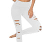 DIBAOLONG Womens High Waist Yoga Pants Cutout Ripped Tummy Control Workout Running Yoga Skinny Leggings