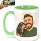 Personalized Coffee Mug, Custom Drawing Portrait Gift, Funny Customized Coffee Gift for Men & Women, Custom Mugs with Pictures, Light Green 15oz Customized Ceramic Tea Cup