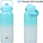 Insulated Water Bottle with Straw Lid,32 oz Stainless Steel Vacuum Metal Bottle with Silicone Handle,Sea Salt