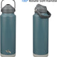 Insulated Water Bottle with Straw Lid,40 oz Stainless Steel Vacuum Metal Bottle with Silicone Handle,Dark Gray